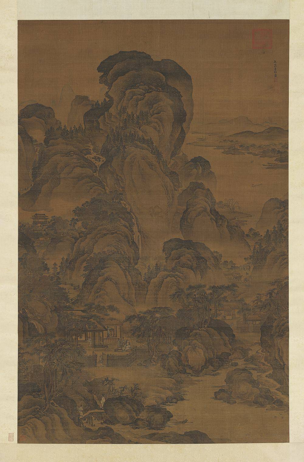 东篱秋色图轴.传宋.李相绘.絹本浅设色（169.1x107.7厘米）台北故宫博物院藏