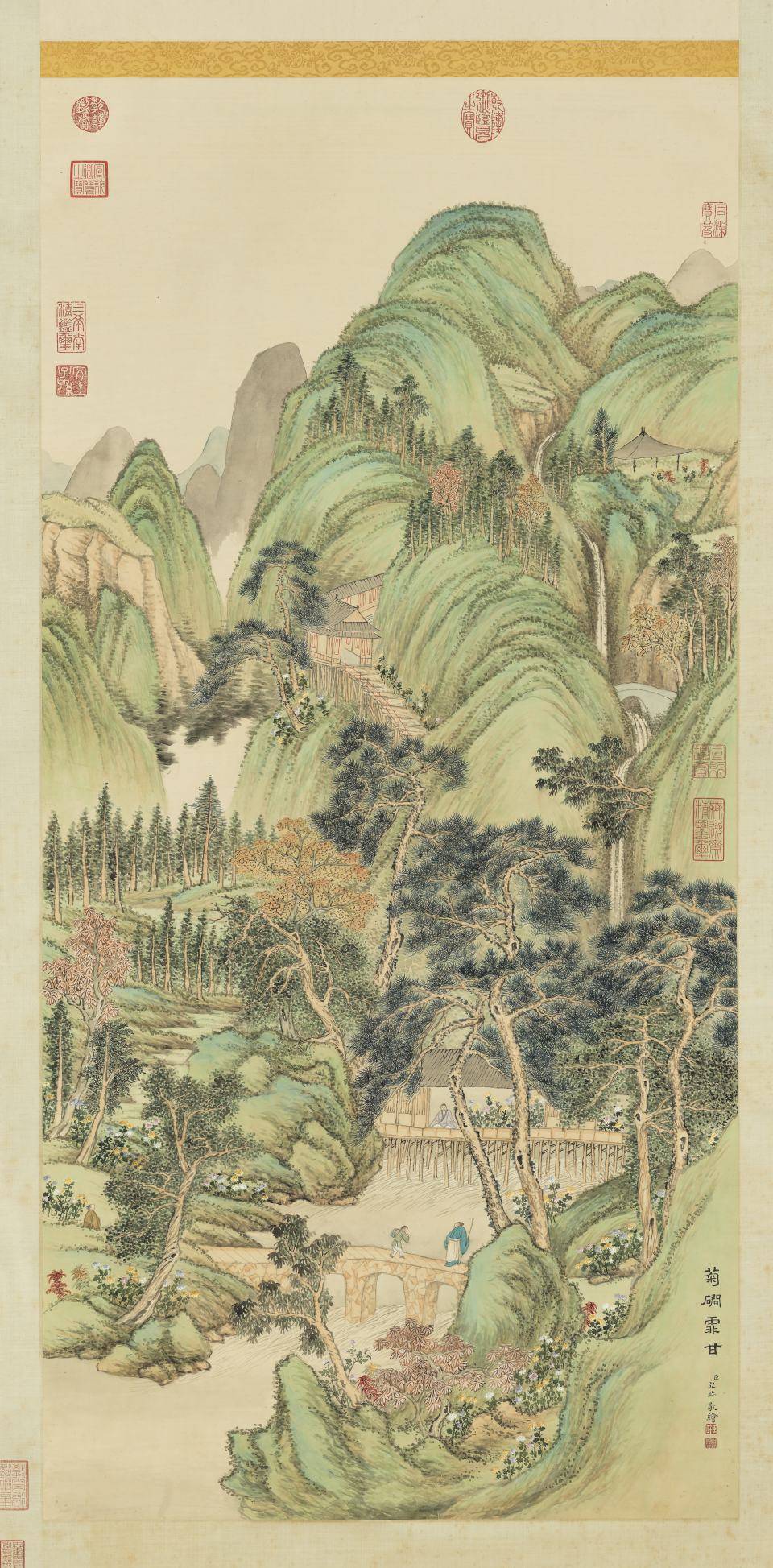 菊磵霏甘图轴.清.弘旿画.纸本设色（111.5x53.2厘米）台北故宫博物院藏